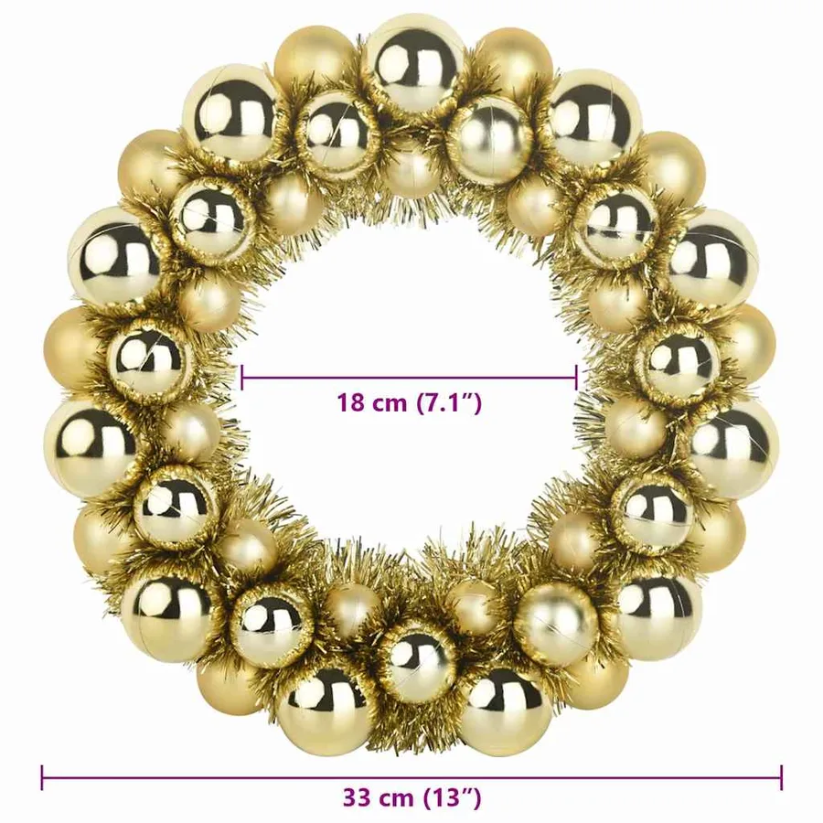 Couronnes de Boules de Noël 2 pcs Doré 33 x 33 x 7 cm - 8