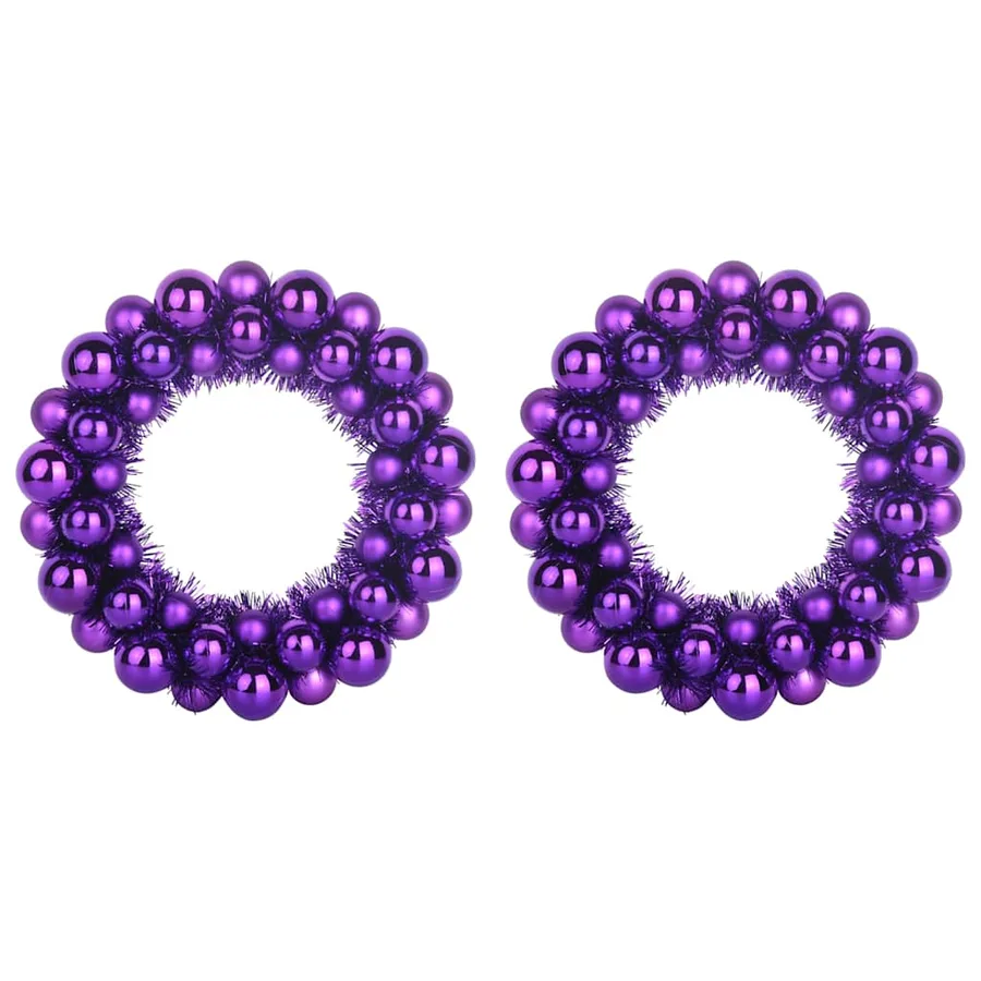 Couronnes de Boules de Noël 2 pcs Lilas 33 x 33 x 7 cm - 2