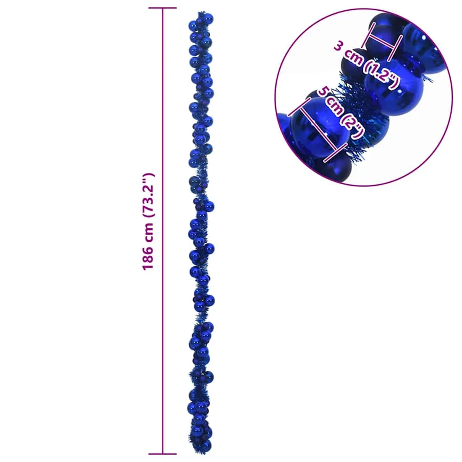 Guirlande de Boules de Noël Bleu 186 cm Polystyrène - 7