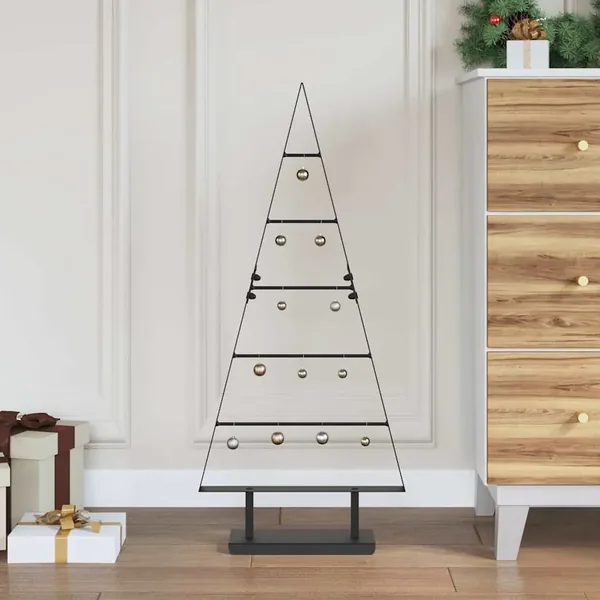 Arbre de Noël en métal avec support Noir 90 cm Acier