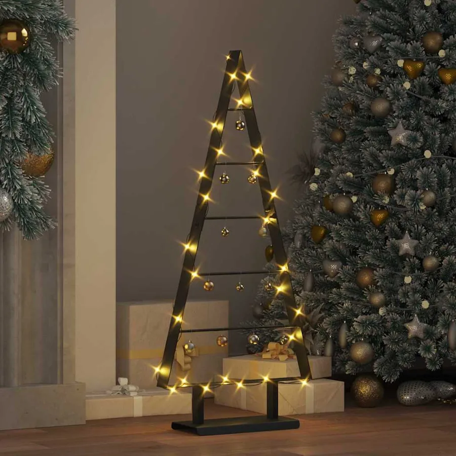 Arbre de Noël en métal avec support Noir 90 cm Acier - 4