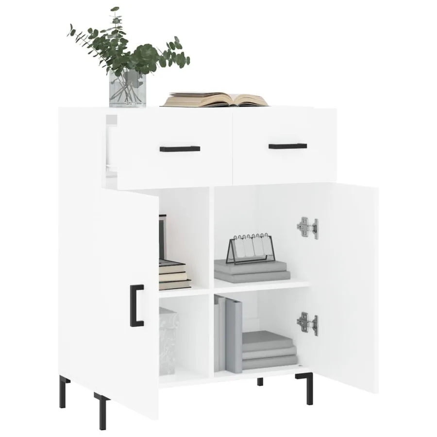 Buffet blanc 69,5x34x90 cm bois d'ingénierie - 4