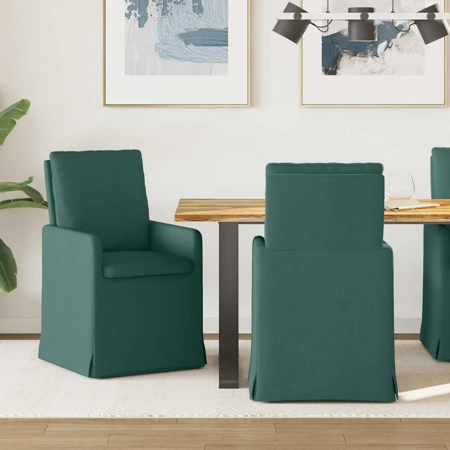 Chaises de salle à manger 2 pcs Vert foncé 57 x 67 x 98 cm