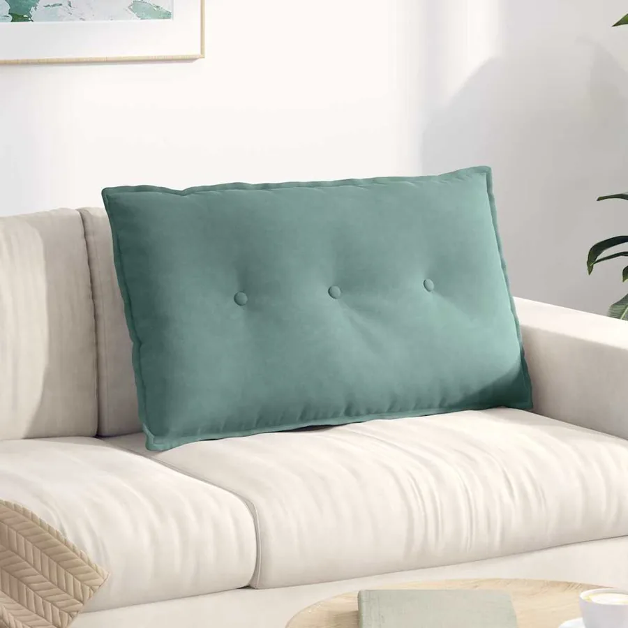 Coussin de Dos Vert Mer 80 x 50 cm Tissu en velours côtelé