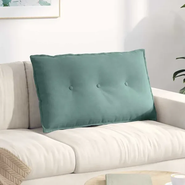 Coussin de Dos Vert Mer 80 x 50 cm Tissu en velours côtelé