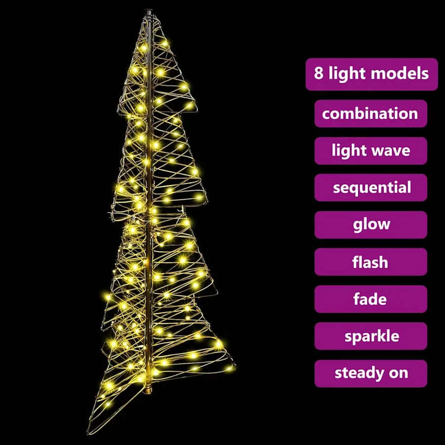 Sapin de Noël avec 100 LED Blanc chaud 120 cm Rotin - 9