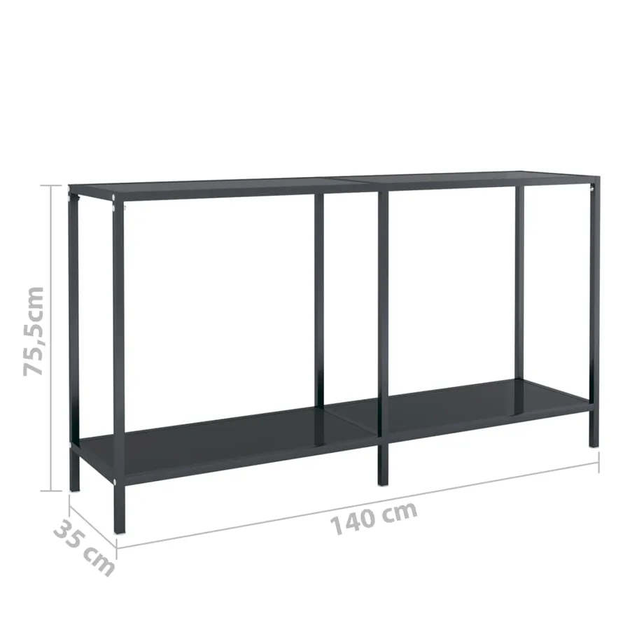 Table console Noir 140x35x75,5 cm Verre trempé - 7