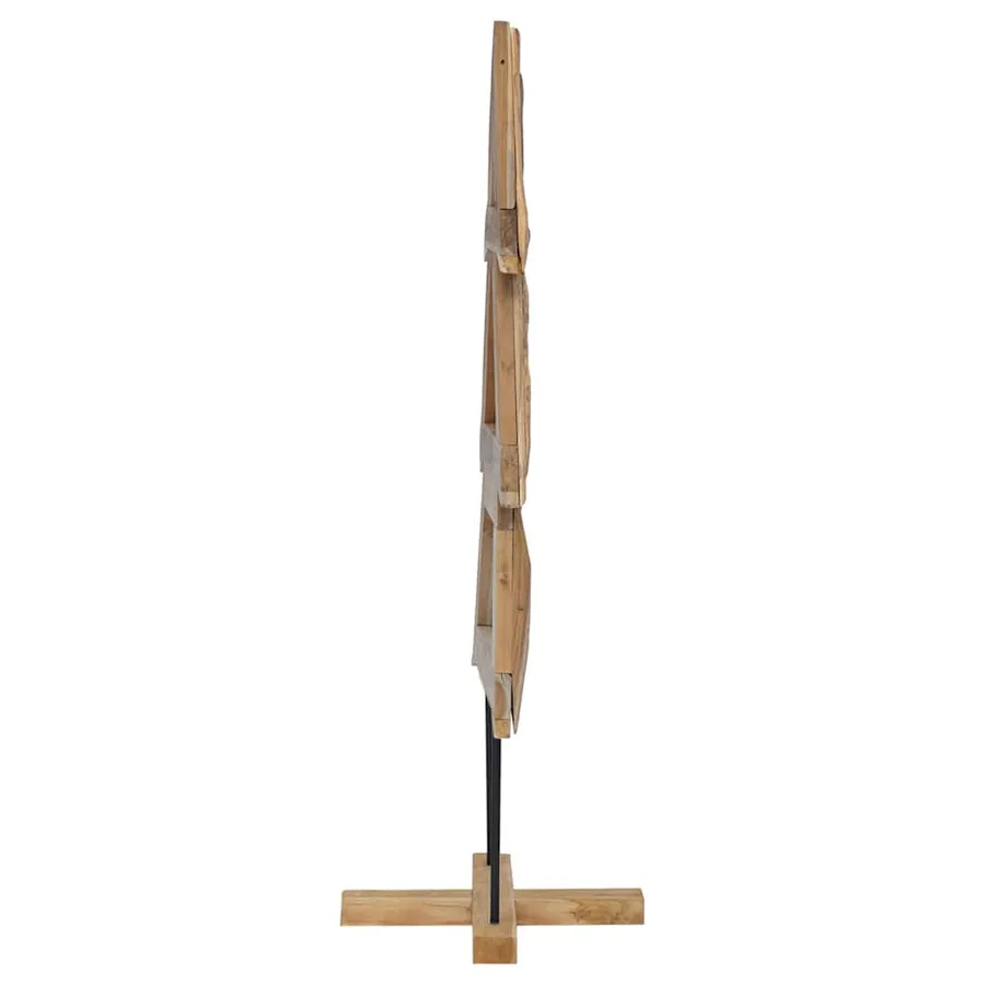 Sapin de Noël avec support Marron 149,5 cm Bois de teck solide - 5