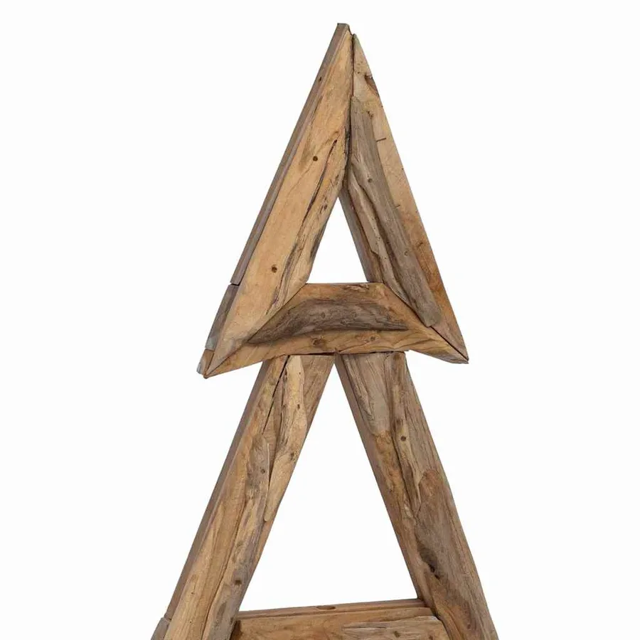 Sapin de Noël avec support Marron 149,5 cm Bois de teck solide - 7