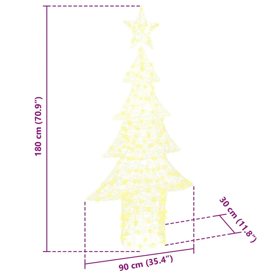 Sapin de Noël avec 240 LED Blanc chaud 150 cm Acrylique - 10