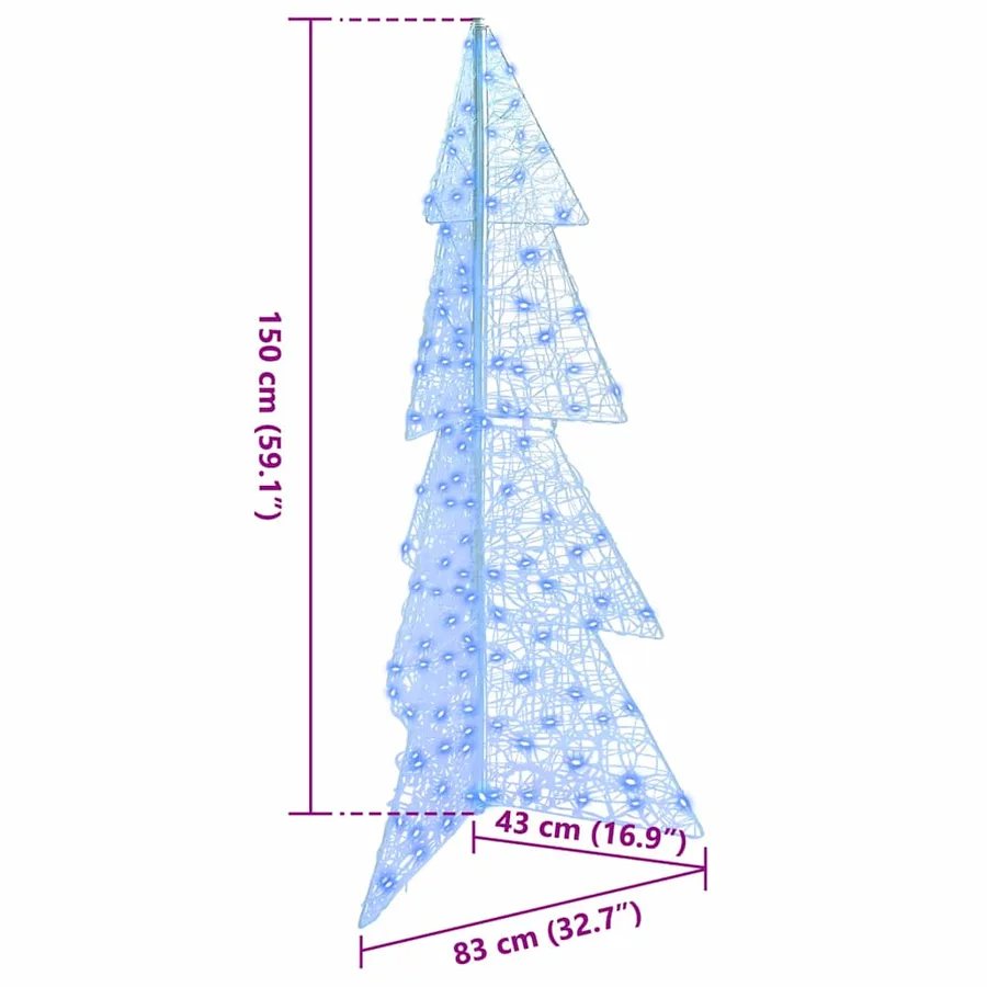 Sapin de Noël avec 160 LED Bleu 150 cm Acrylique - 8