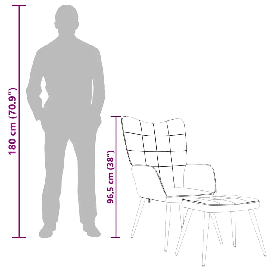 Chaise de relaxation avec tabouret Gris foncé Tissu - 13