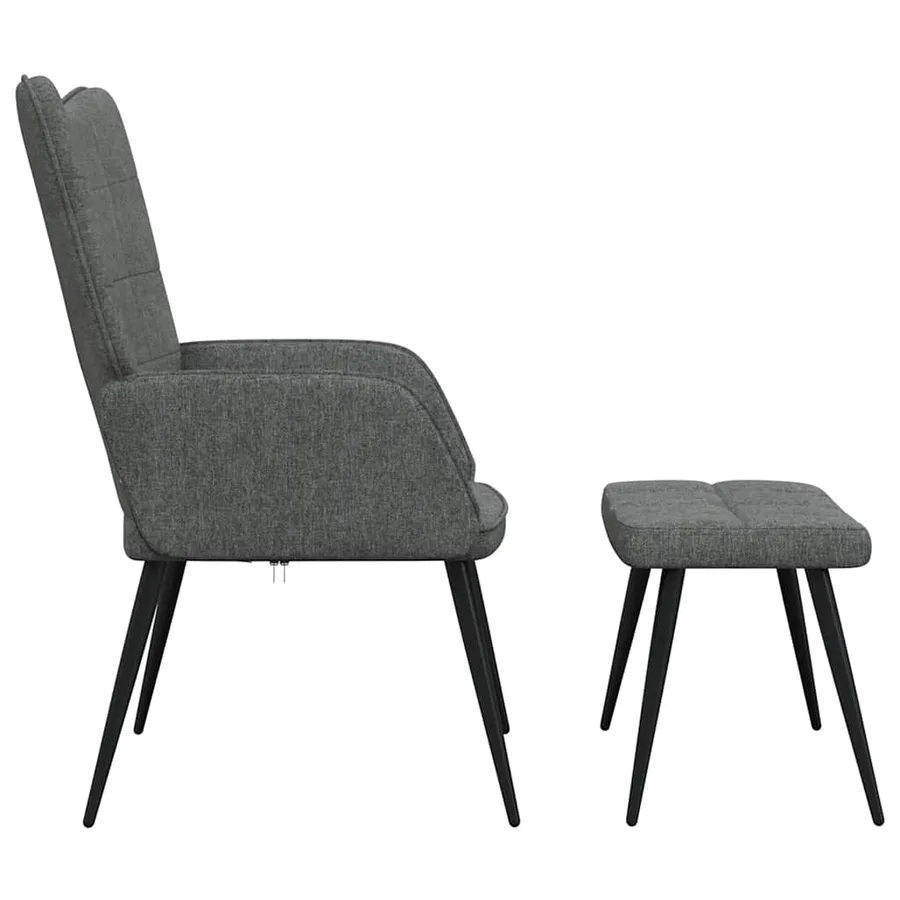 Chaise de relaxation avec tabouret Gris foncé Tissu - 6