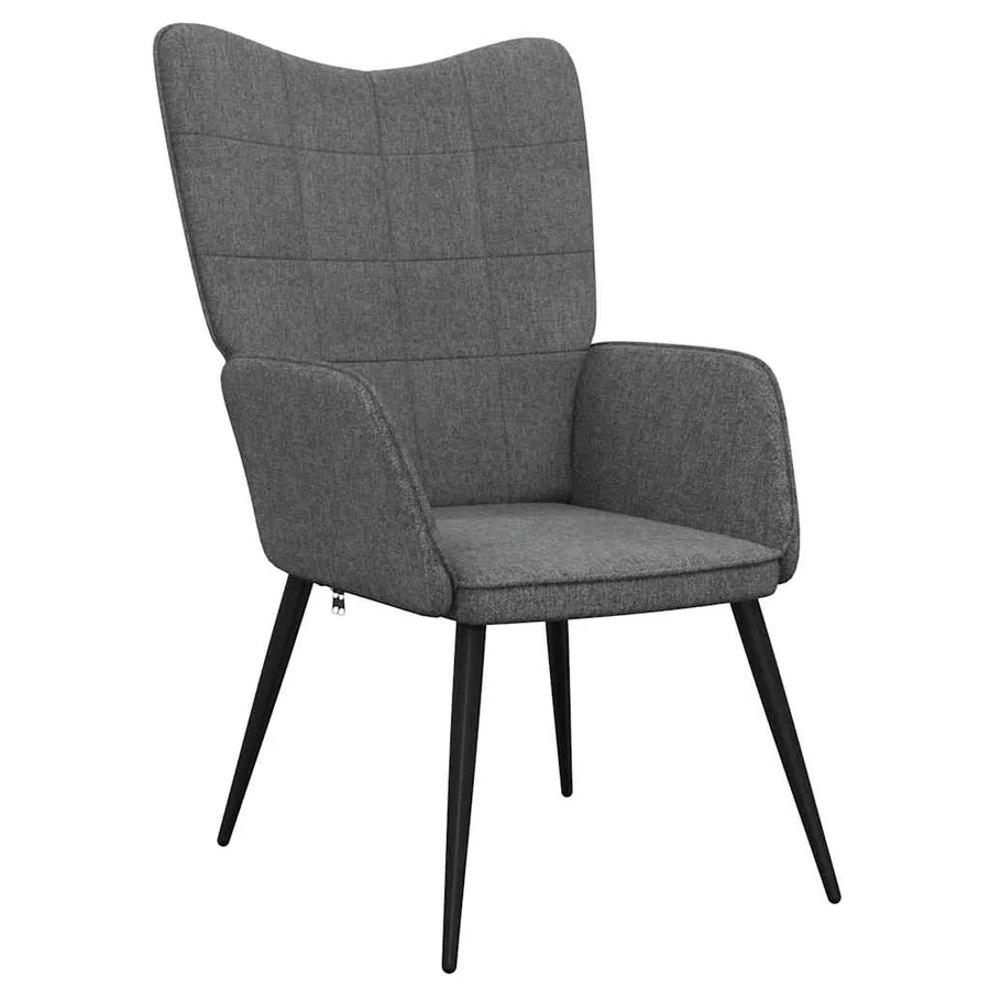 Chaise de relaxation avec tabouret Gris foncé Tissu - 7