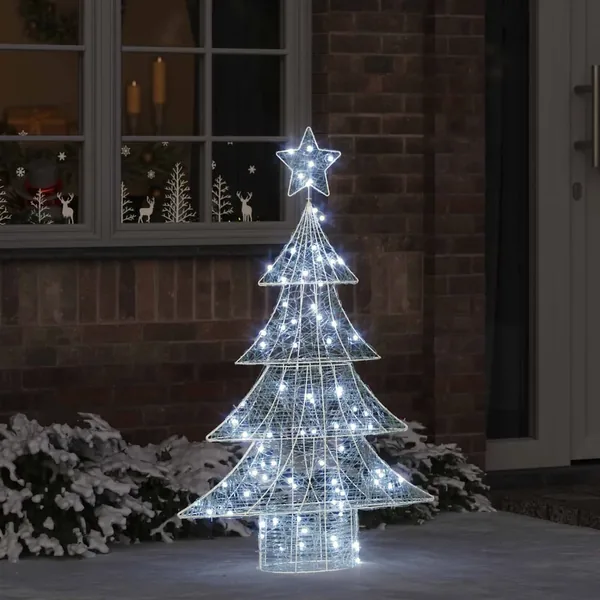 Sapin de Noël avec 100 LED Blanc froid 120 cm Acrylique