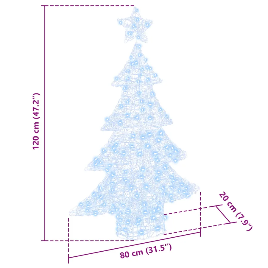 Sapin de Noël avec 100 LED Blanc froid 120 cm Acrylique - 8
