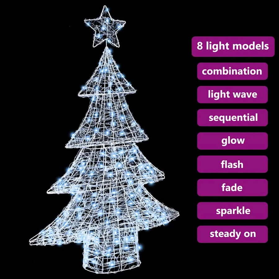 Sapin de Noël avec 100 LED Blanc froid 120 cm Acrylique - 9