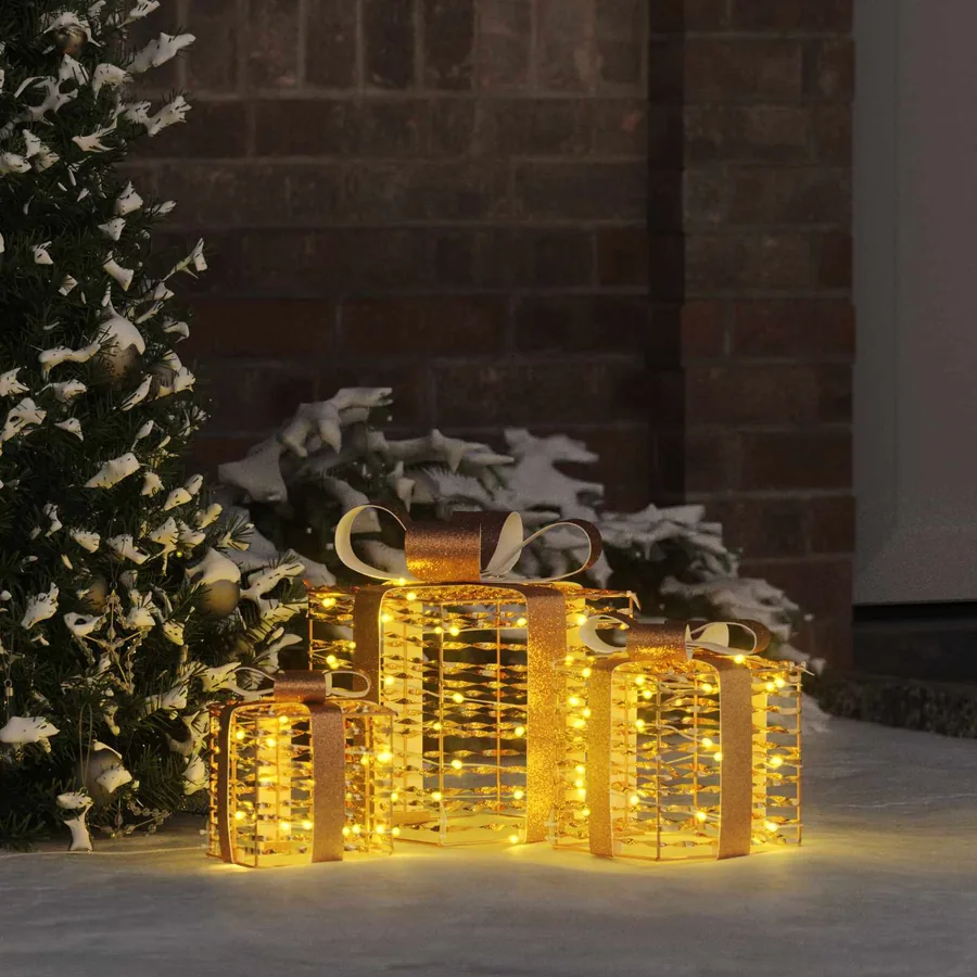 Boîte Cadeau avec 60 LED 3 pcs Blanc chaud 20 x 20 x 20 cm PET