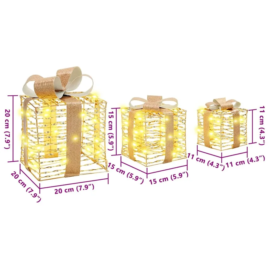 Boîte Cadeau avec 60 LED 3 pcs Blanc chaud 20 x 20 x 20 cm PET - 10