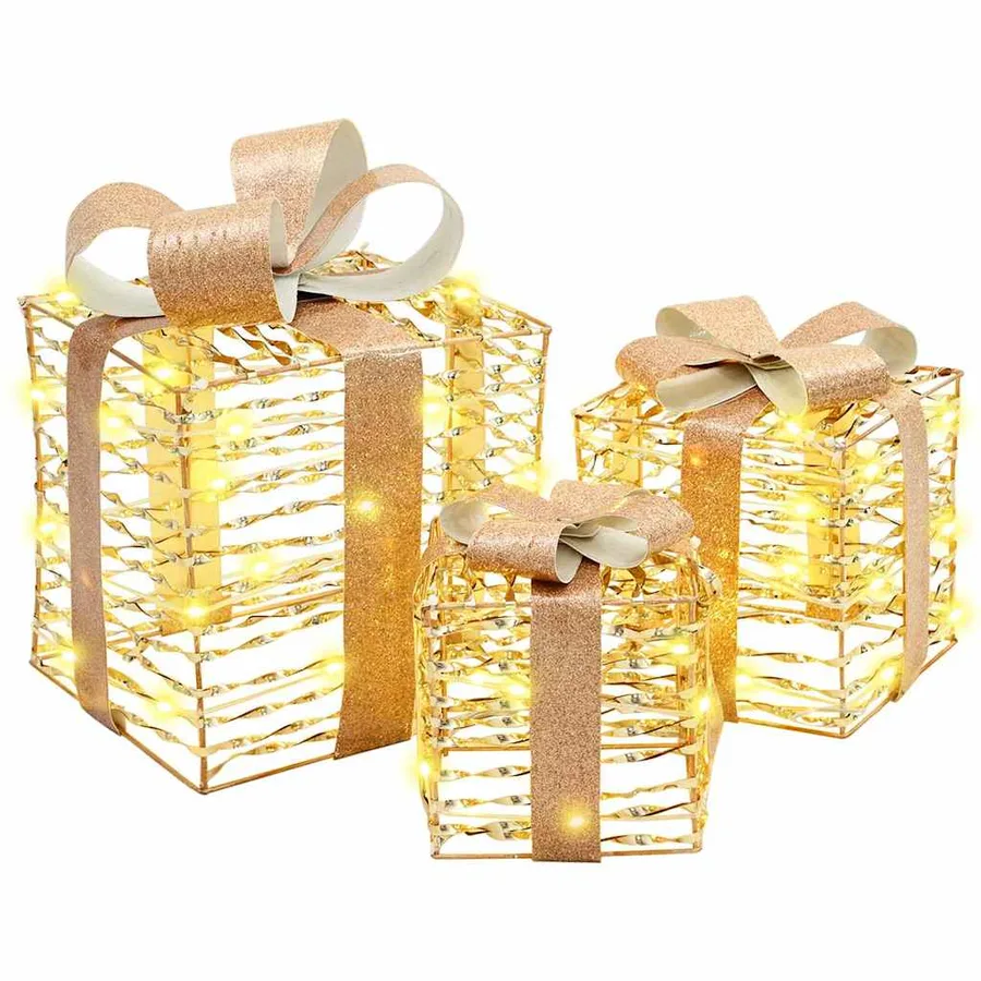 Boîte Cadeau avec 60 LED 3 pcs Blanc chaud 20 x 20 x 20 cm PET - 2