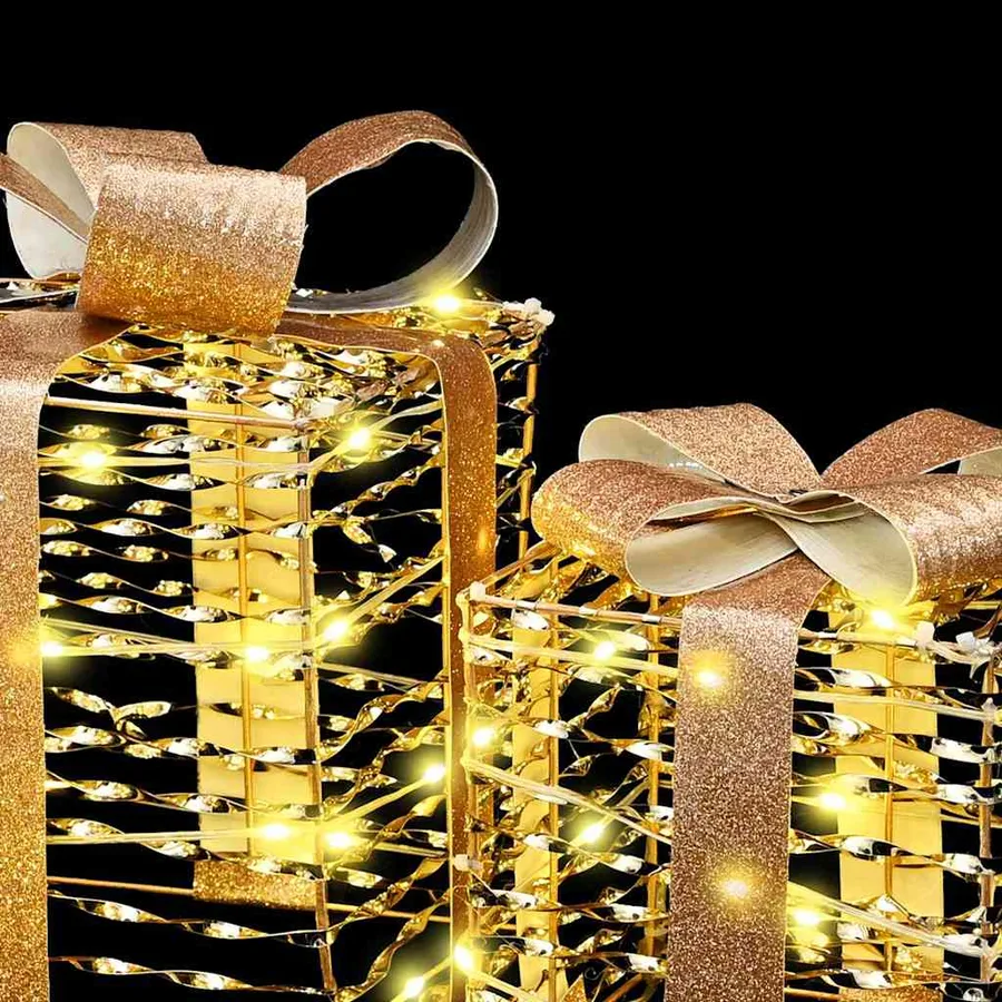 Boîte Cadeau avec 60 LED 3 pcs Blanc chaud 20 x 20 x 20 cm PET - 7