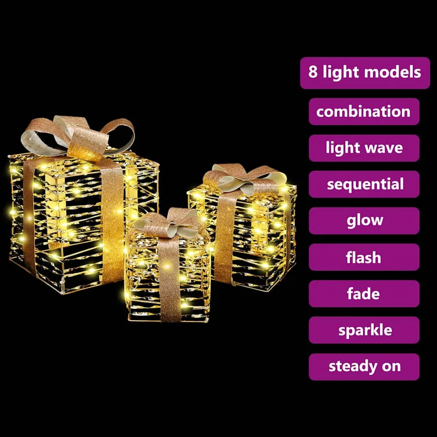 Boîte Cadeau avec 60 LED 3 pcs Blanc chaud 20 x 20 x 20 cm PET - 9