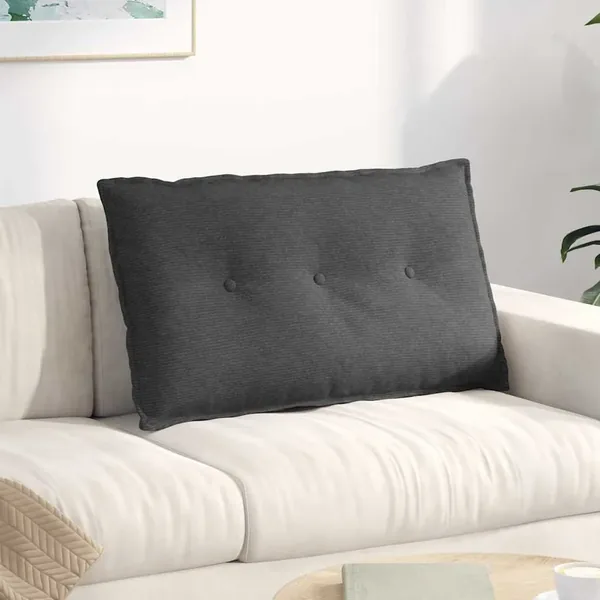 Coussin de Dos Gris foncé 80 x 50 cm Tissu en velours côtelé