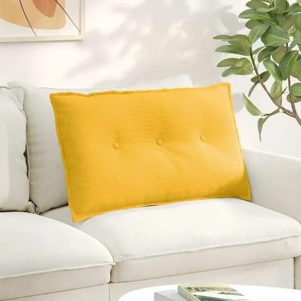Coussin de Dos Jaune clair 80 x 50 cm Tissu en velours côtelé