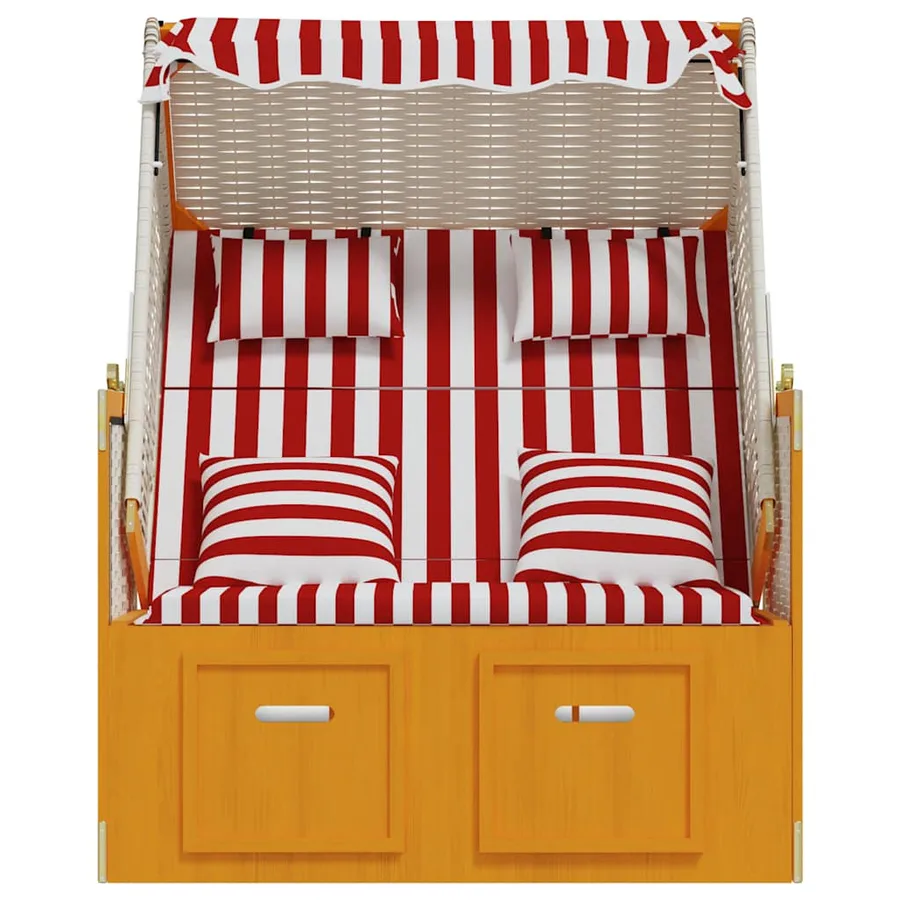 Strandkorb avec coussins résine tressée bois solide blanc gris - 51