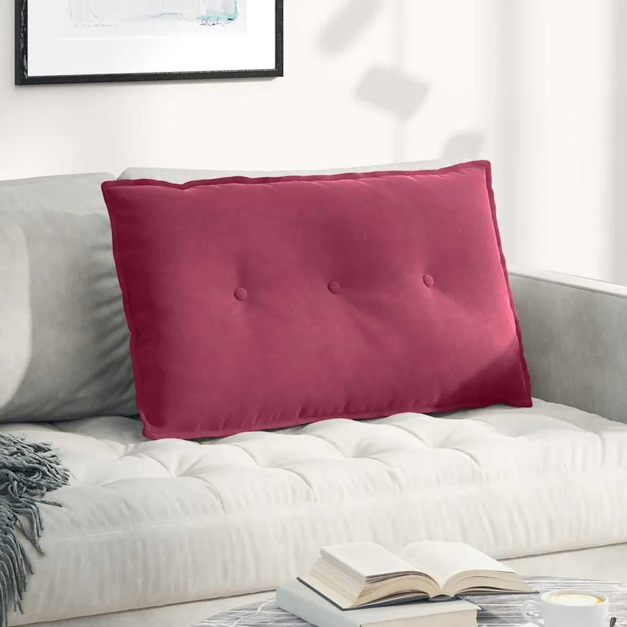 Coussin de Dos Bordeaux 80 x 50 cm Tissu en velours côtelé