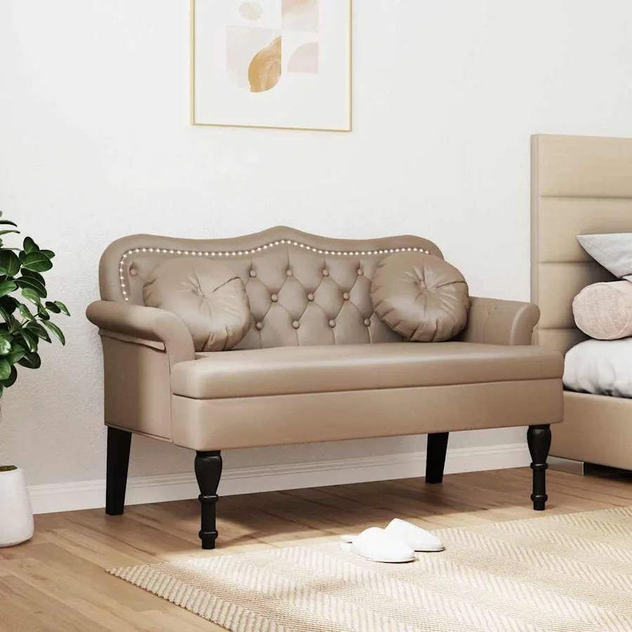 Banc Chesterfield Cappuccino 120,5 x 65 x 75 cm Simili cuir - 3