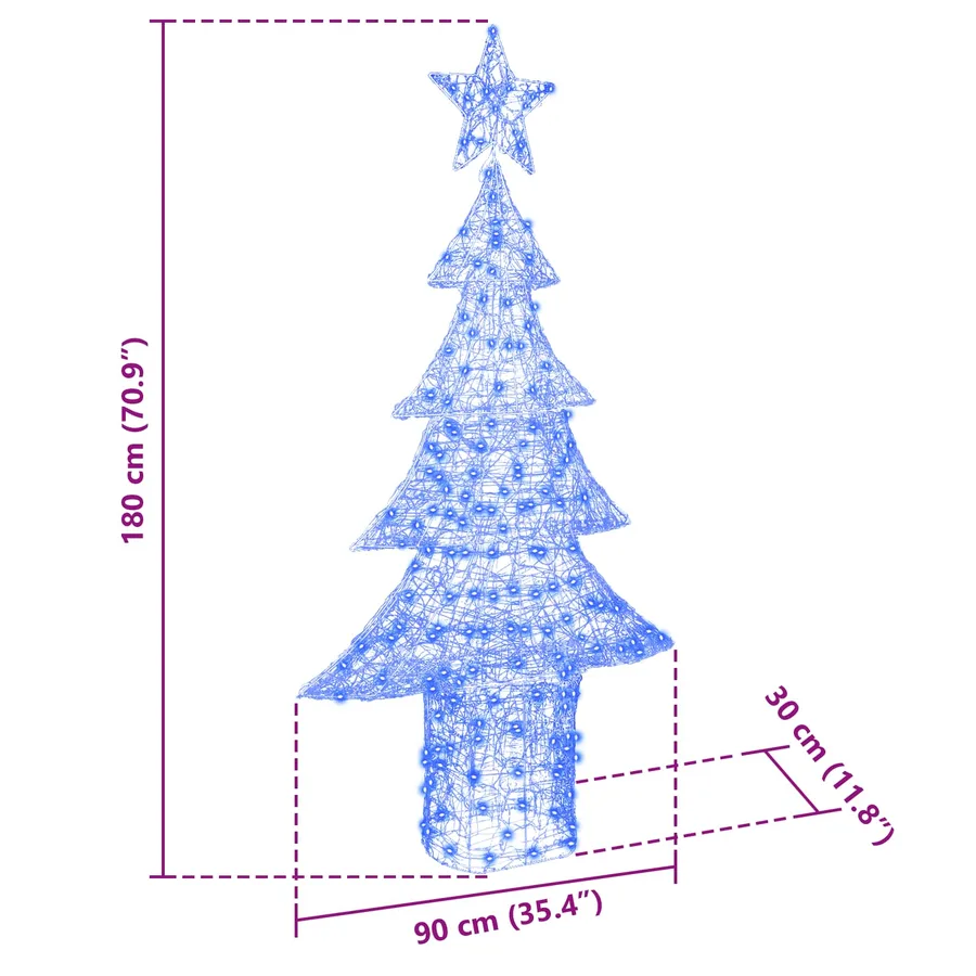 Sapin de Noël avec 240 LED Bleu 180 cm Acrylique - 8