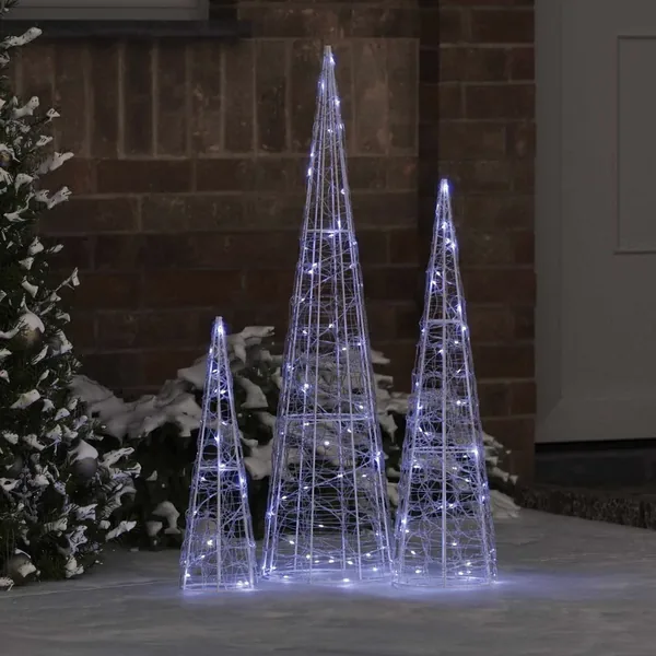 Sapin de Noël 3 pcs Blanc froid 20 x 20 x 80 cm Acrylique