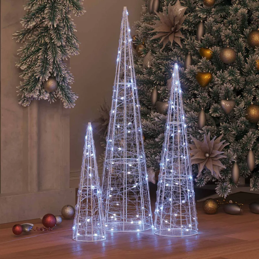 Sapin de Noël 3 pcs Blanc froid 20 x 20 x 80 cm Acrylique - 3