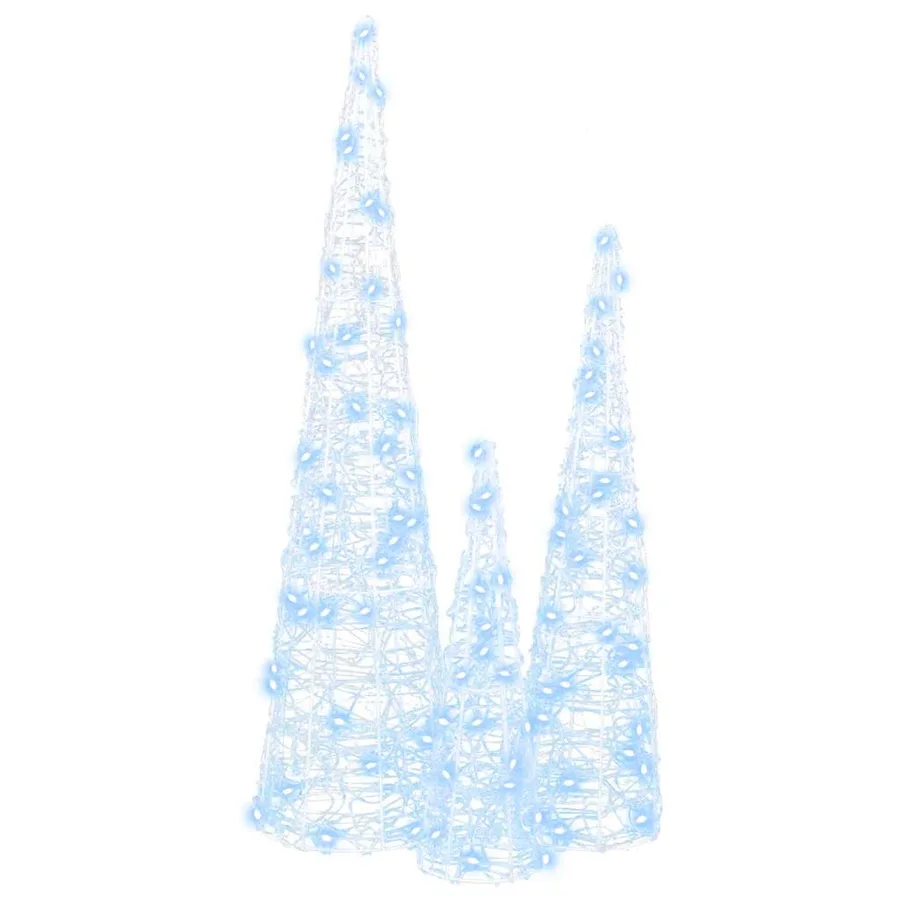 Sapin de Noël 3 pcs Blanc froid 20 x 20 x 80 cm Acrylique - 5