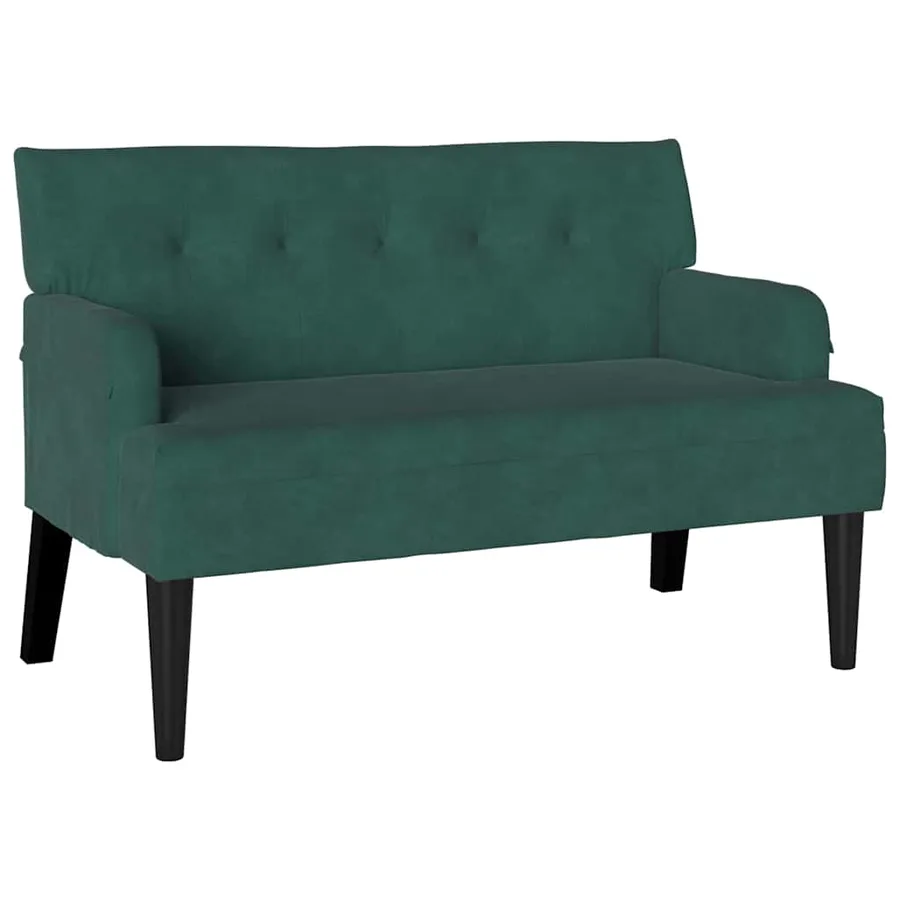 Banc Chesterfield Vert foncé 112 x 65,5 x 75 cm Velours - 2