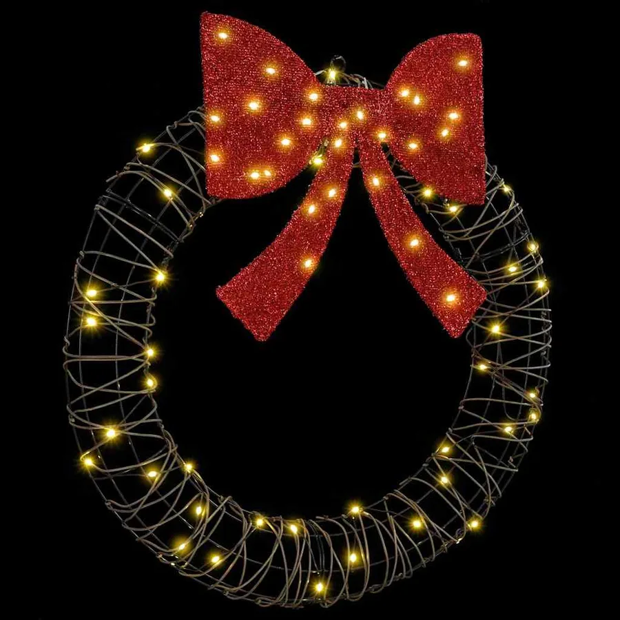 Couronne avec 60 LED Blanc chaud 75 x 75 x 8 cm Rotin - 4