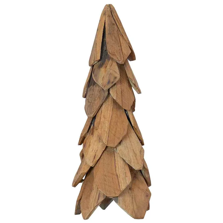 Sapin de Noël avec support Marron 51 cm Bois de teck solide - 2