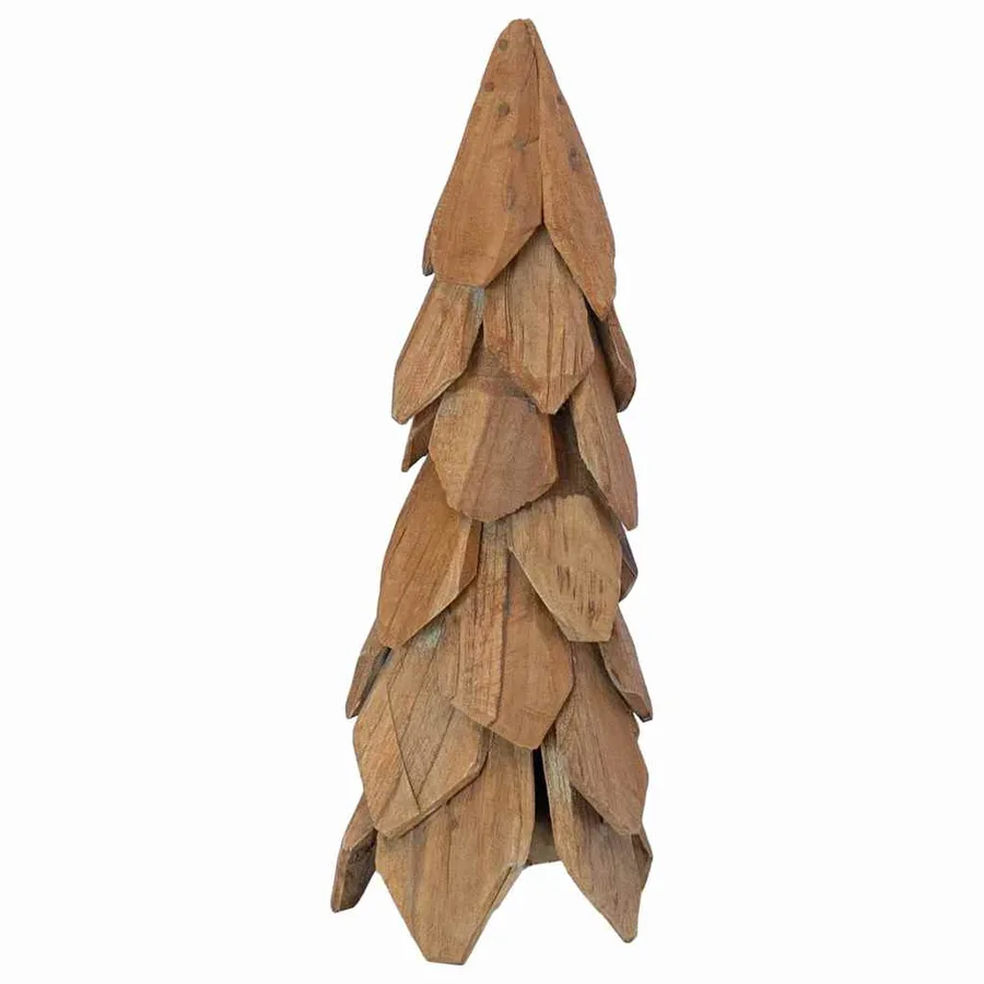 Sapin de Noël avec support Marron 51 cm Bois de teck solide - 5