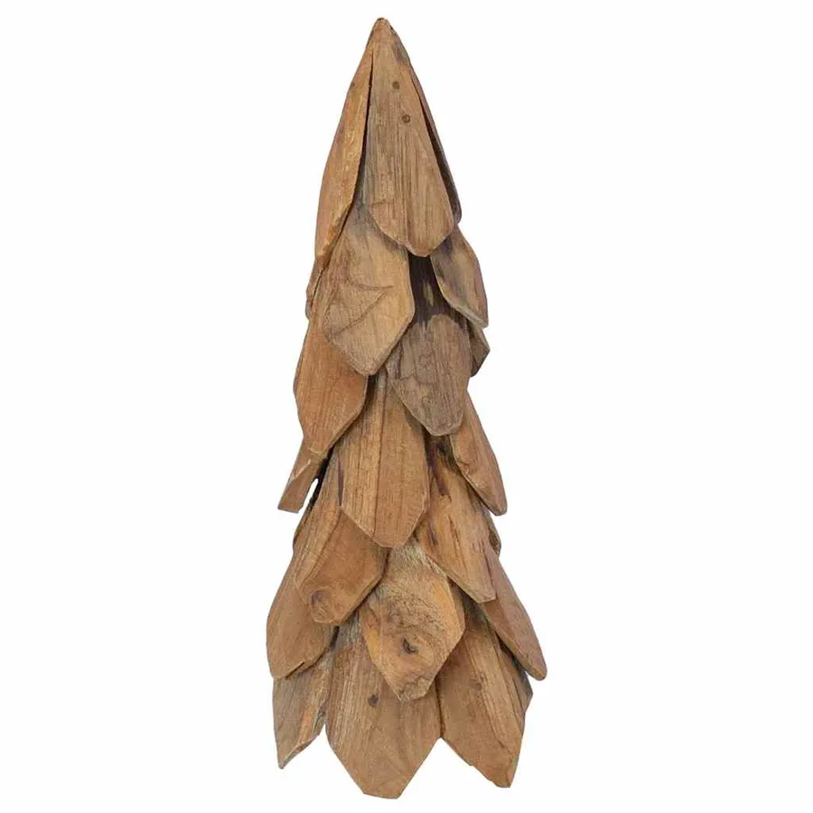 Sapin de Noël avec support Marron 51 cm Bois de teck solide - 6