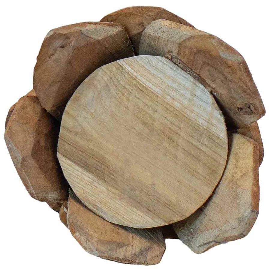 Sapin de Noël avec support Marron 51 cm Bois de teck solide - 8