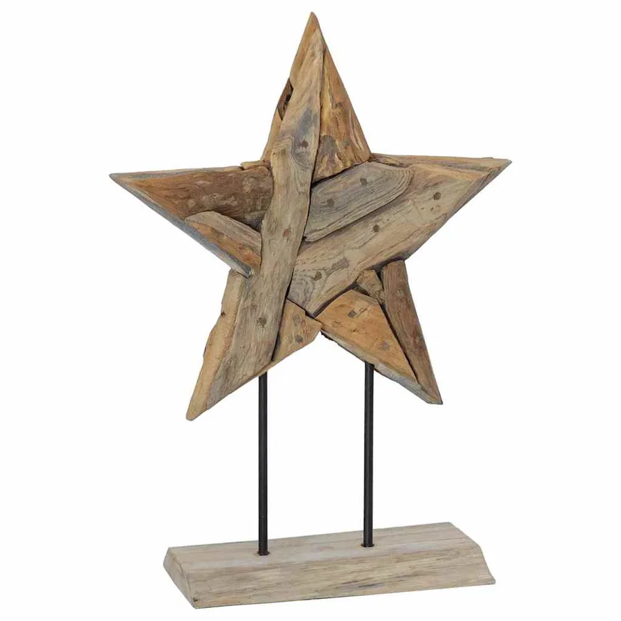 Étoile de Noël Marron 43,5 x 13,5 x 59 cm Bois de teck massif - 6