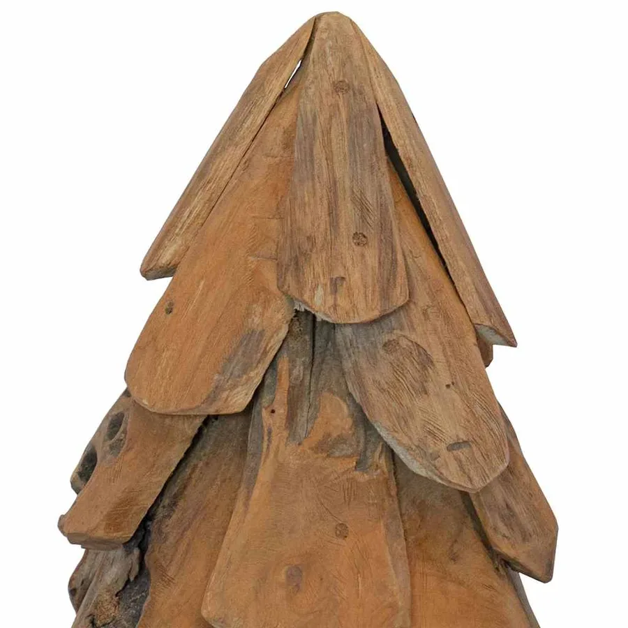 Sapin de Noël avec support Marron 61 cm Bois de teck solide - 7