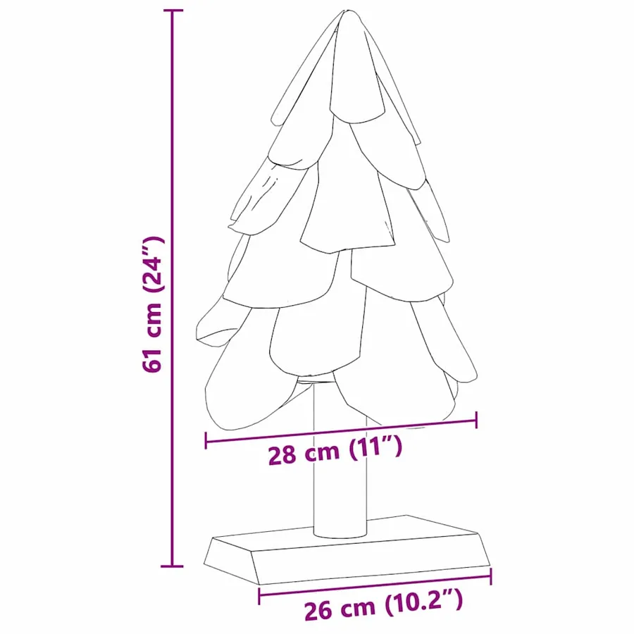 Sapin de Noël avec support Marron 61 cm Bois de teck solide - 8