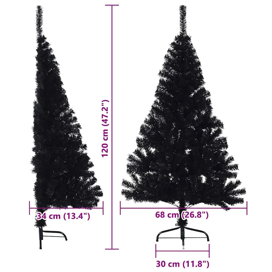 Sapin de Noël artificiel pré-éclairé Noir 120 cm PVC - 19