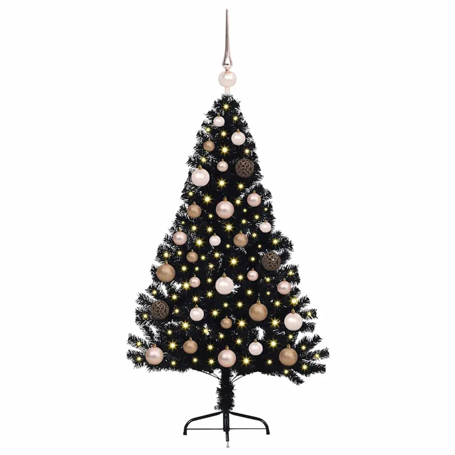 Sapin de Noël artificiel pré-éclairé Noir 120 cm PVC - 3