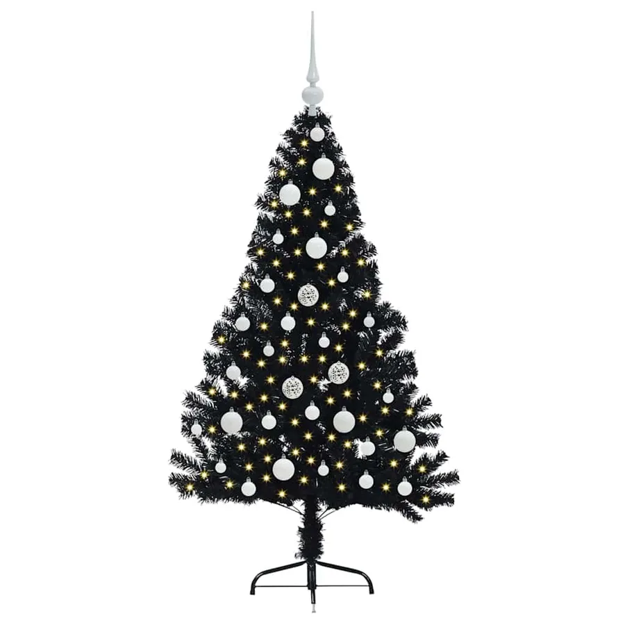 Sapin de Noël artificiel pré-éclairé Noir 120 cm PVC - 3