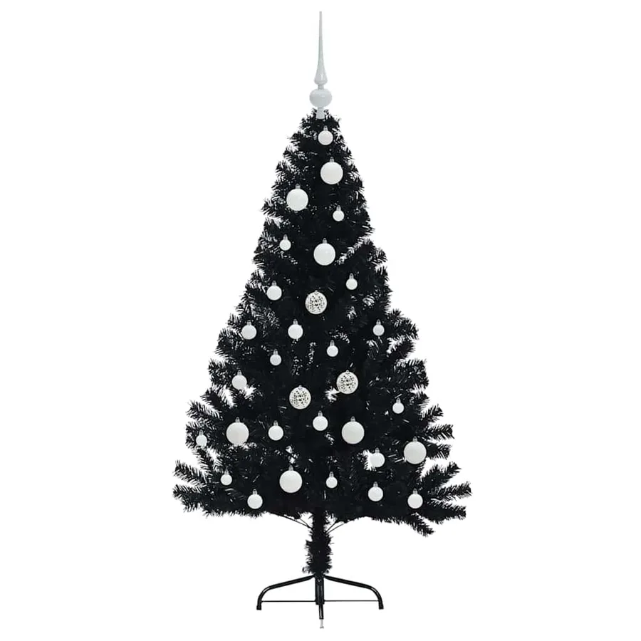 Sapin de Noël artificiel pré-éclairé Noir 120 cm PVC - 4