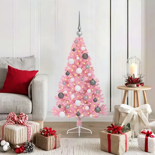 Sapin de Noël artificiel pré-éclairé Rose 120 cm PVC