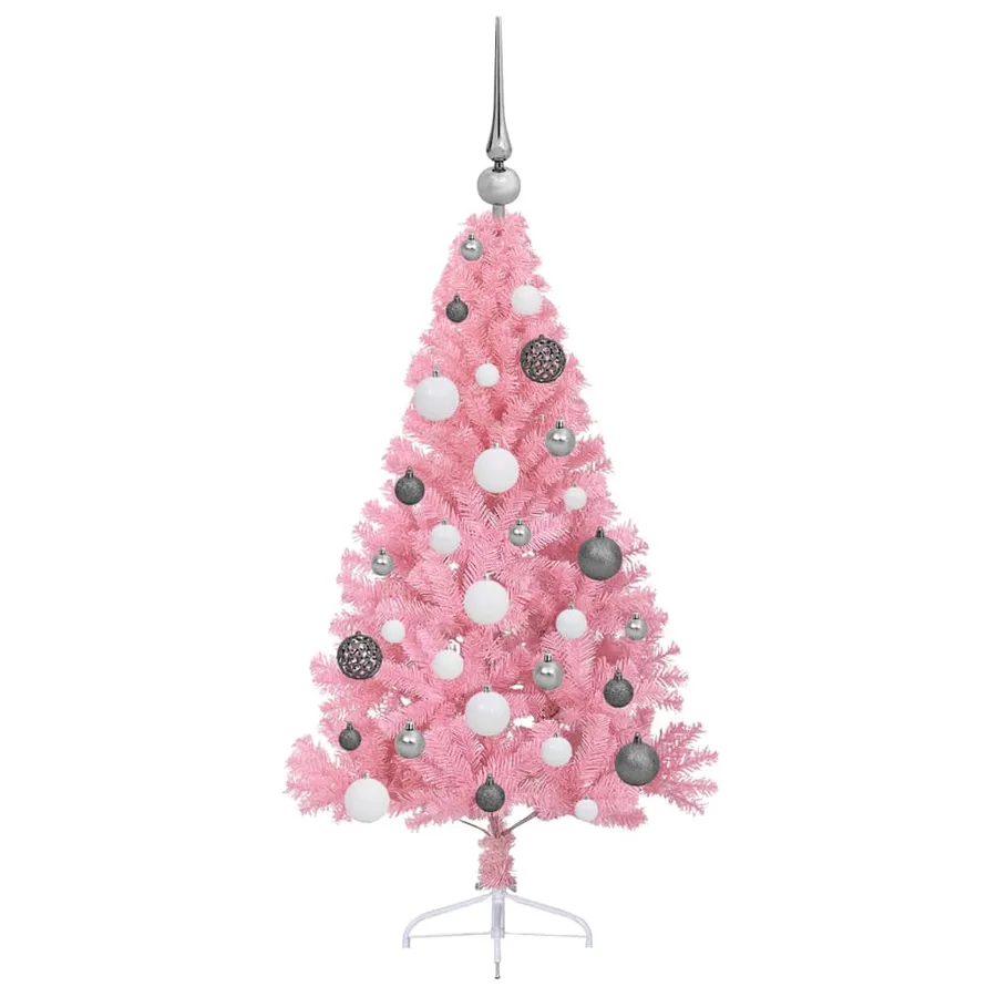 Sapin de Noël artificiel pré-éclairé Rose 120 cm PVC - 5
